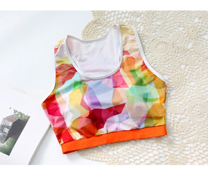3XL 3 Piece Geometric Print Swimsuit Long Shirt Crop Tank w Shorts Plus Size Women