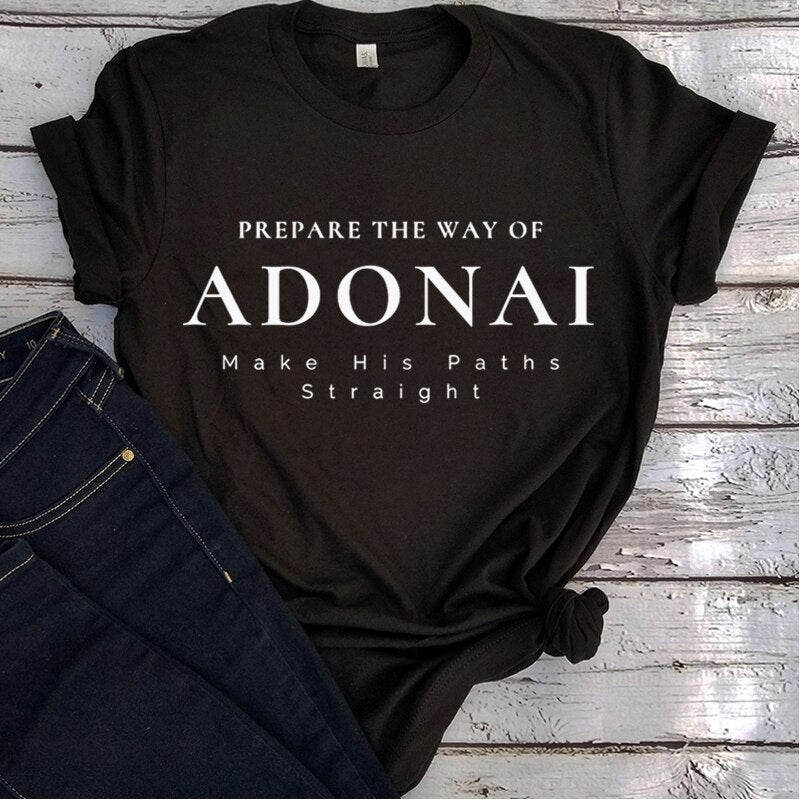3XL Adonai Letter T Shirt O Neck Short Sleeve Plus Size Women
