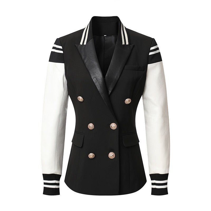 3XL Black & White Lettermans Blazer Jacket Plus Size Women