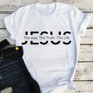 Plus Size Women Jesus The Way The Truth The Life T Shirt Pink Orange Gray Black or White