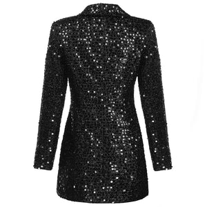 3XL Black Bling Sequin Sequin Blazer Mini Dress Plus Size Women