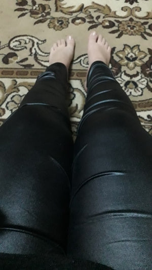 6XL Black Faux Leather Leggings Plus Size Women