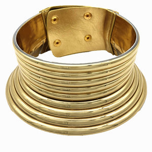 Gold Color Wide Collar Choker Necklace Womens Jewelery
