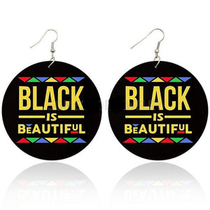 African American Statement Drop Earrings Round Wood Womens Jewelry