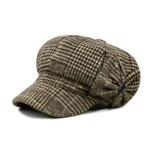 Plaid or Solid Print Papaer Boy Painters Hats Womens Accessories