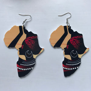 Womens Accessories Assorted Photo Art African Print Wood Drop Earrings