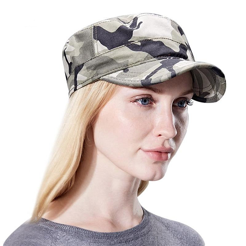 Camouflage/ Solid Print Print Military Hats Womens Accessories