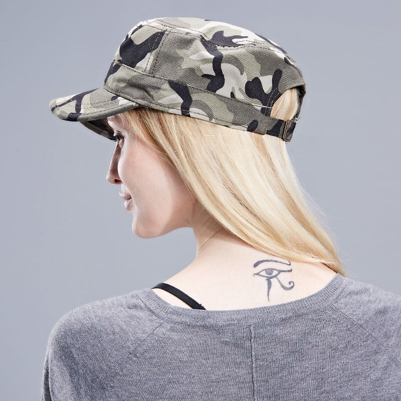 Camouflage/ Solid Print Print Military Hats Womens Accessories