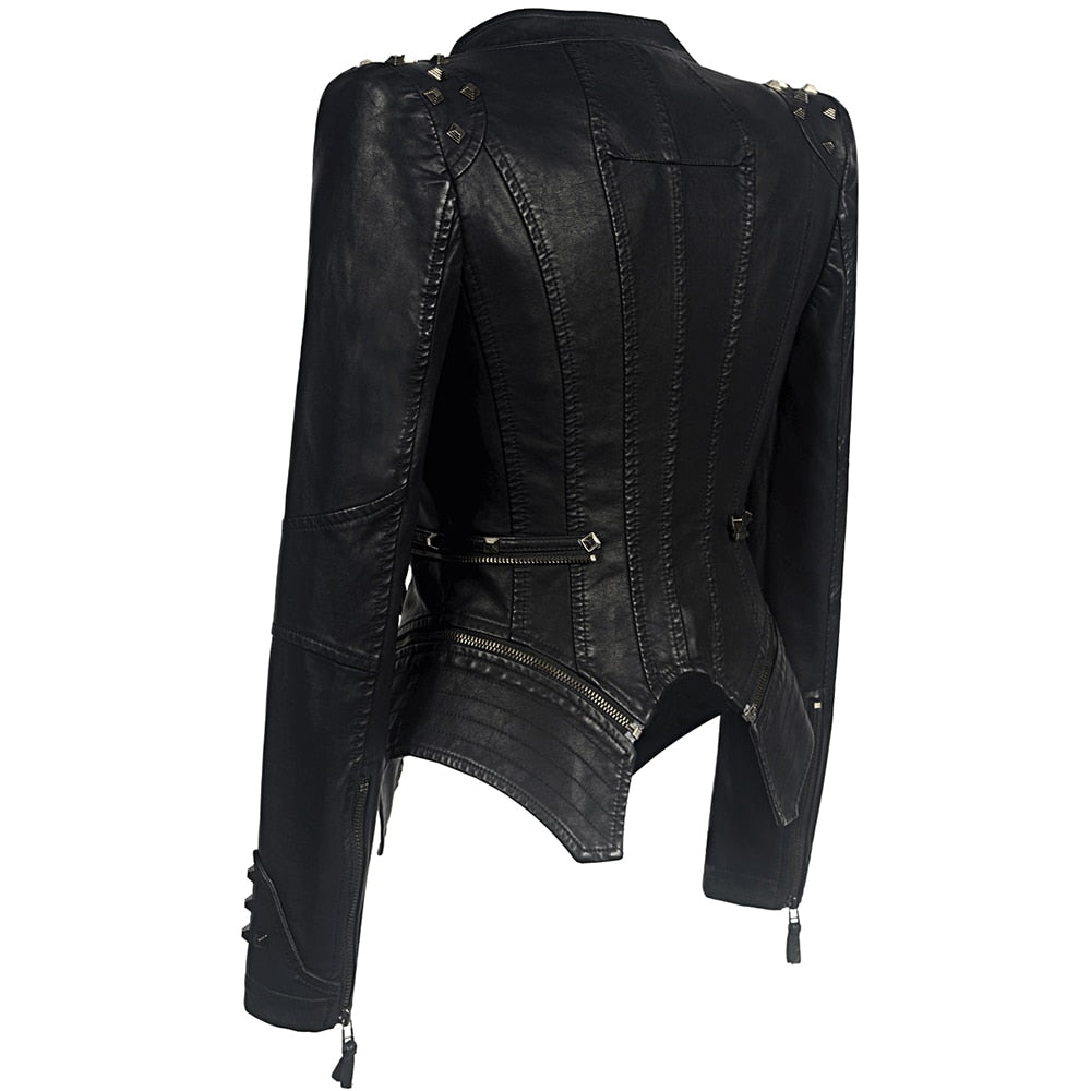 3XL Snake Print Leather Suede Motorcycle Jacket Plus Size Women