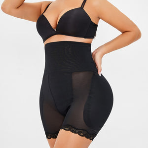 6XL Black Lace Trim Padded Butt Lifter Tummy Control Slimming Shorts Plus Size Women