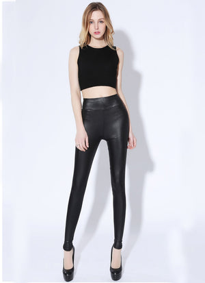 6XL Black Faux Leather Leggings Plus Size Women