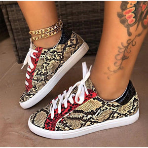 Geometric Snake Print Sneakers Womens Shoes