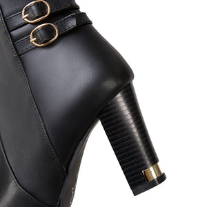 Knee High PU Leather Platform Boots Womens Shoes