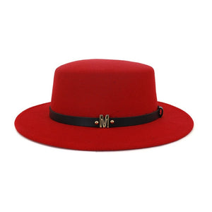 Unisex Wool Fedora Jazz Hat w/ Letter Ribbon Black Red Blue Brown Khaki or Green
