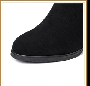 Black Lace Trim Waterproof Chelsea Ankle Boots Womens Shoes