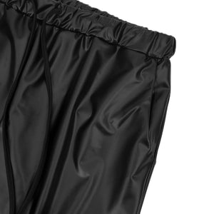 5XL 2 Piece Patchwork Faux Leather Puff Sleeve Top w/ Pants Plus Size Women