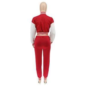 2XL B Letter Letterman Jacket w/ Pants Plus Size Women