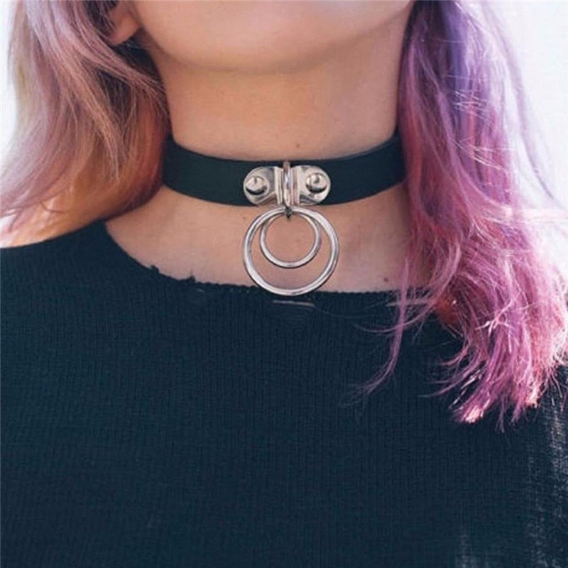 Variety Silver Metal Leather Choker Necklace  Womens Jewelry