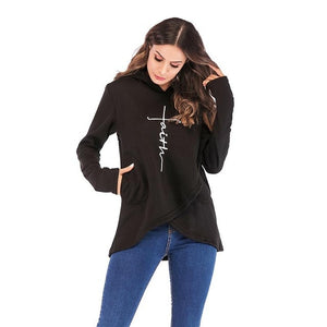 5XL Faith Embroidery Hoodie Pullover Sweater  6 Colors Plus Size Women